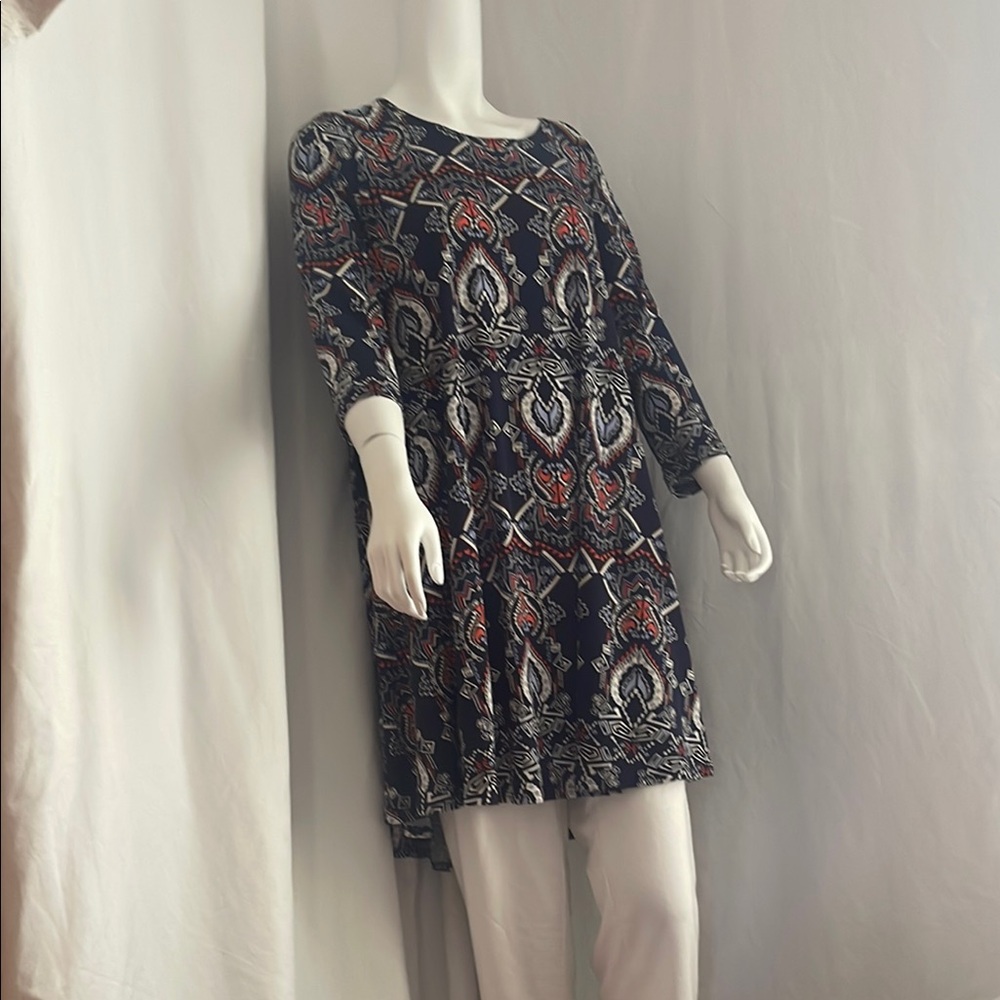 Karen Kane Brown and Tan and navyGraphic shirt dress
